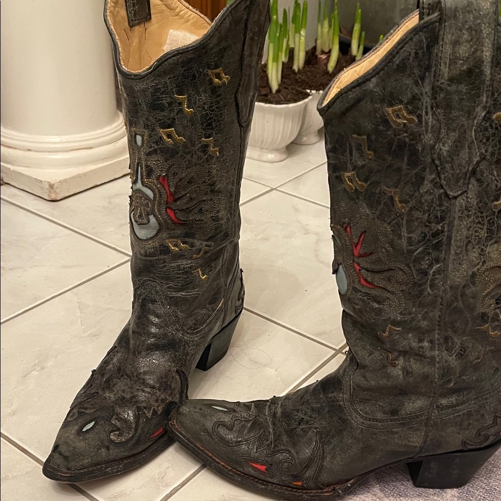 Corral Gray and Multicolor Heeled Boots